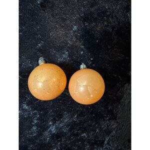 Vintage West Germany Peach Glass Christmas Ornaments Set Of 2
